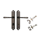 Door Lever Verona Shouldered Privacy Signature Brass CTC85mm H240xW50xP59mm Inbuilt Privacy Kit Tube Latch Split Cam 'T' Striker Signature Brass Backset 60mm, Privacy Bolt Round Bolt Signature Brass Backset 60mm in Signature Brass
