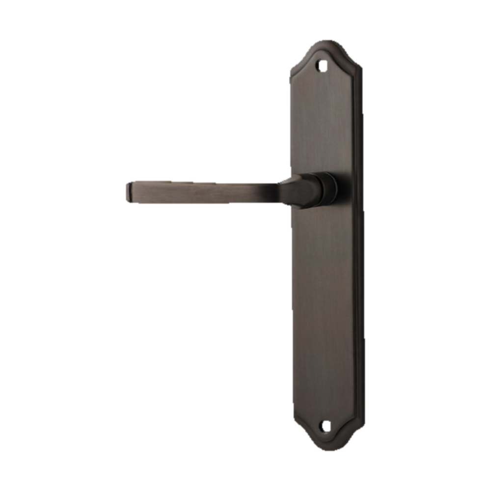 Door Lever Annecy Shouldered Latch Left Hand Fixed Signature Brass L117xP65mm BPH250xW48mm in Signature Brass