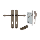 Door Lever Sarlat Oval Euro Signature Brass CTC85mm H240xW40xP55mm Entrance Kit Mortice Lock Euro Signature Brass CTC85mm Backset 60mm, Euro Cylinder Key Thumb 6 Pin Signature Brass L70mm KA1 in Signature Brass