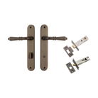 Door Lever Sarlat Oval Privacy Signature Brass CTC85mm H240xW40xP55mm Privacy Kit Tube Latch Split Cam 'T' Striker Signature Brass Backset 60mm, Privacy Bolt Round Bolt Signature Brass Backset 60mm in Signature Brass