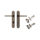 Door Lever Baltimore Oval Privacy Signature Brass CTC85mm H240xW40xP55mm Inbuilt Privacy Kit Tube Latch Split Cam 'T' Striker Signature Brass Backset 60mm, Privacy Bolt Round Bolt Signature Brass Backset 60mm in Signature Brass