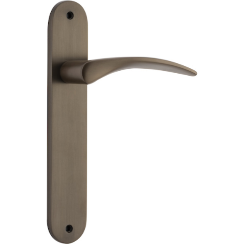 Door Lever Oxford Oval Latch Right Hand Fixed Signature Brass L125xP60mm BPH240xW40mm in Signature Brass