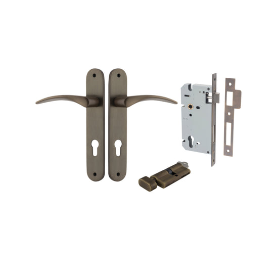 Door Lever Oxford Oval Euro Signature Brass CTC85mm H240xW40xP60mm Entrance Kit Mortice Lock Euro Signature Brass CTC85mm Backset 60mm, Euro Cylinder Key Thumb 6 Pin Signature Brass L70mm KA1 in Signature Brass