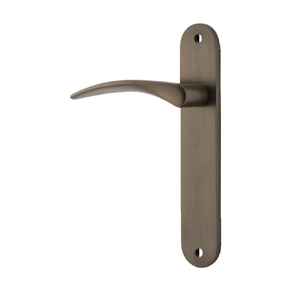 Door Lever Oxford Oval Latch Left Hand Fixed Signature Brass L125xP60mm BPH240xW40mm in Signature Brass