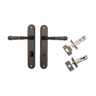 Door Lever Verona Oval Privacy Signature Brass CTC85mm H240xW40xP59mm Inbuilt Privacy Kit Tube Latch Split Cam 'T' Striker Signature Brass Backset 60mm, Privacy Bolt Round Bolt Signature Brass Backset 60mm in Signature Brass
