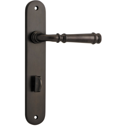 Door Lever Verona Oval Privacy Signature Brass CTC85mm H240xW50xP59mm in Signature Brass