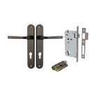 Door Lever Annecy Oval Euro Signature Brass CTC85mm H240xW40xP62mm Entrance Kit Mortice Lock Euro Signature Brass CTC85mm Backset 60mm, Euro Cylinder Dual Function 5 Pin Signature Brass L65mm KA1 in Signature Brass