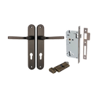 Door Lever Annecy Oval Euro Signature Brass CTC85mm H240xW40xP62mm Entrance Kit Mortice Lock Euro Signature Brass CTC85mm Backset 60mm, Euro Cylinder Key Thumb 6 Pin Signature Brass L70mm KA1 in Signature Brass