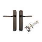 Door Lever Annecy Oval Latch Signature Brass H240xW40xP62mm Passage Kit Tube Latch Split Cam 'T' Striker Signature Brass Backset 60mm in Signature Brass