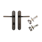 Door Lever Annecy Oval Privacy Signature Brass CTC85mm H240xW40xP62mm Inbuilt Privacy Kit Tube Latch Split Cam 'T' Striker Signature Brass Backset 60mm, Privacy Bolt Round Bolt Signature Brass Backset 60mm in Signature Brass