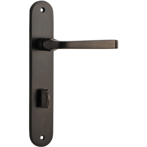 Door Lever Annecy Oval Privacy Signature Brass CTC85mm H240xW40xP62mm in Signature Brass