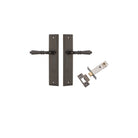 Pair of Iver Sarlat lever handles with stepped backplates, featuring a sleek, modern design for interior doors.