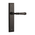 Pair of Iver Verona lever handles on stepped backplates, architectural hardware with a sleek, modern design.