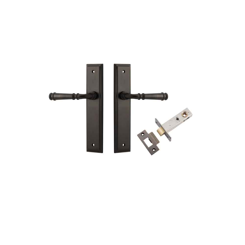 Door Lever Verona Stepped Latch Signature Brass H240xW50xP59mm Passage Kit Tube Latch Split Cam 'T' Striker Signature Brass Backset 60mm in Signature Brass