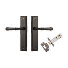 Iver Verona lever door handle set on stepped backplate, pair of architectural hardware with sleek, modern design.