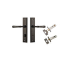 Door Lever Verona Stepped Privacy Signature Brass CTC85mm H240xW50xP59mm Inbuilt Privacy Kit Tube Latch Split Cam 'T' Striker Signature Brass Backset 60mm, Privacy Bolt Round Bolt Signature Brass Backset 60mm in Signature Brass