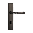 Pair of Iver Verona lever handles on stepped backplates, decorative architectural hardware for doors.