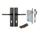 Pair of Iver Annecy lever handles on stepped backplates, featuring a sleek, modern design with a polished finish.