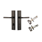 Door Lever Annecy Stepped Privacy Signature Brass CTC85mm H240xW50xP65mm Inbuilt Privacy Kit Tube Latch Split Cam 'T' Striker Signature Brass Backset 60mm Privacy Bolt Round Bolt Signature Brass Backset 60mm in Signature Brass