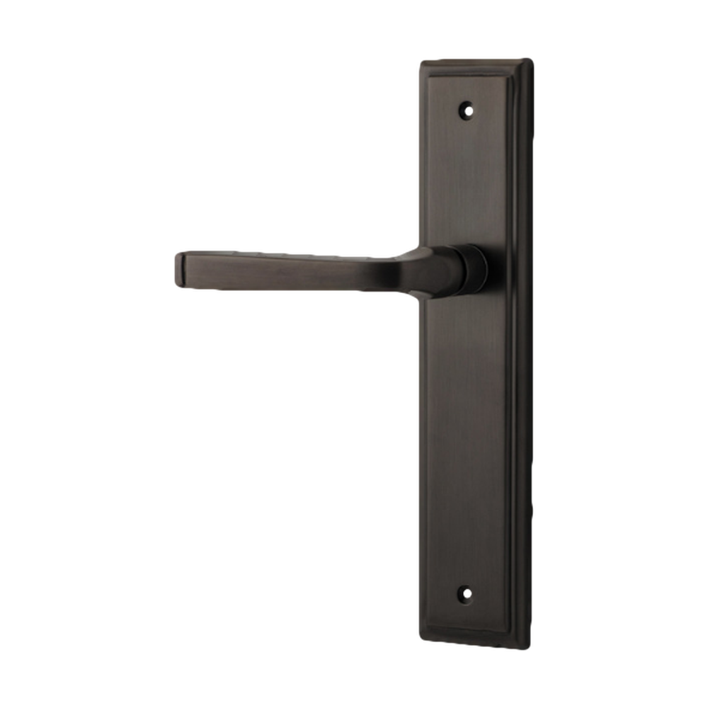 Door Lever Annecy Stepped Latch Left Hand Fixed Signature Brass L117xP66mm BPH237xW50mm in Signature Brass