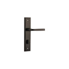 Pair of Iver Annecy lever handles on stepped backplates, shown in a polished metal finish, designed for door hardware.