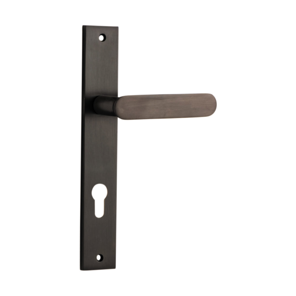 Door Lever Bronte Rectangular Euro Signature Brass CTC85mm H240xW38xP56mm in Signature Brass