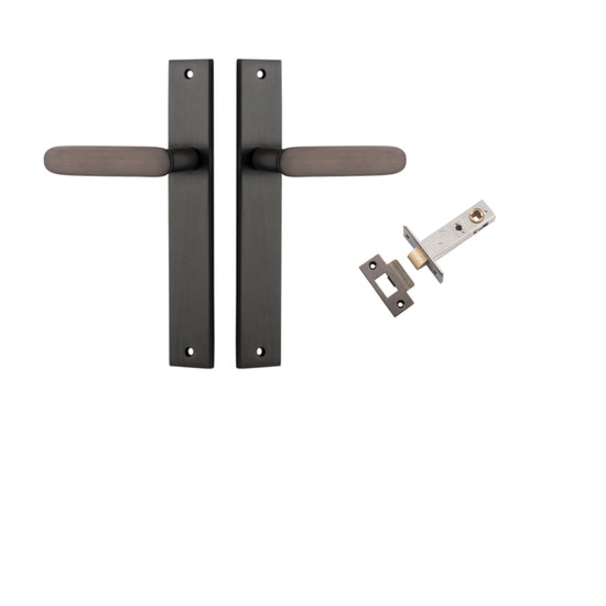 Door Lever Bronte on Long Backplate Signature Brass L117xP53mm BPH240xW38mm Passage Kit Tube Latch Split Cam 'T' Striker Signature Brass Backset 60mm in Signature Brass