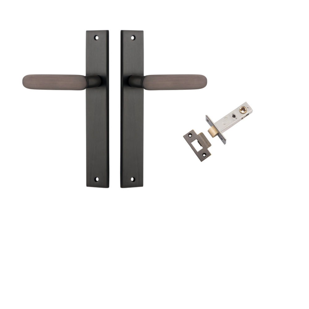 Door Lever Bronte on Long Backplate Signature Brass L117xP53mm BPH240xW38mm Passage Kit Tube Latch Split Cam 'T' Striker Signature Brass Backset 60mm in Signature Brass
