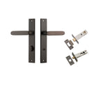 Door Lever Bronte  on Long Backplate Privacy Signature Brass CTC85mm L117xP53mm BPH240xW38mm Privacy Kit Tube Latch Split Cam 'T' Striker Signature Brass Backset 60mm, Privacy Bolt Round Bolt Signature Brass Backset 60mm in Signature Brass