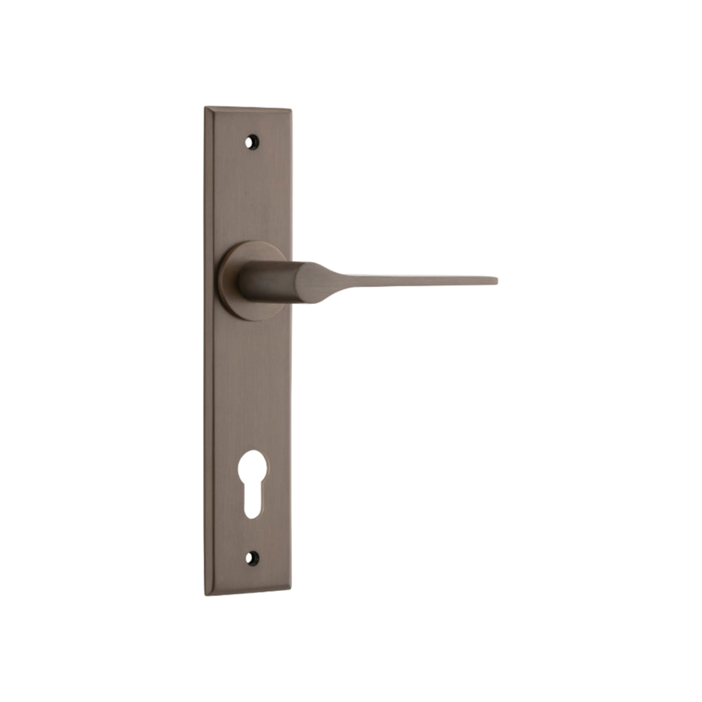 Door Lever Como Chamfered Euro Signature Brass H240xW50xP61mm in Signature Brass