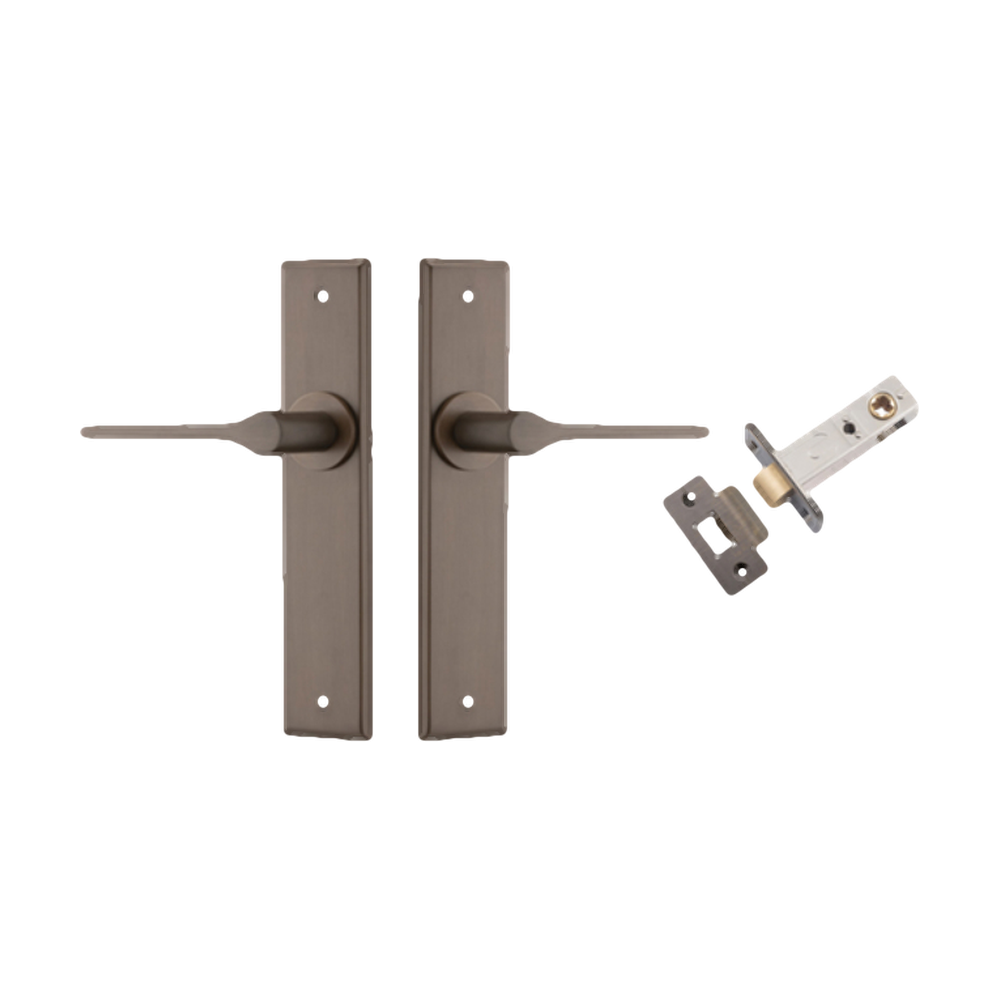 Door Lever Como Chamfered Signature Brass L119xP61mm BPH240xW50mm Passage Kit Tube Latch Split Cam 'T' Striker Signature Brass Backset 60mm in Signature Brass