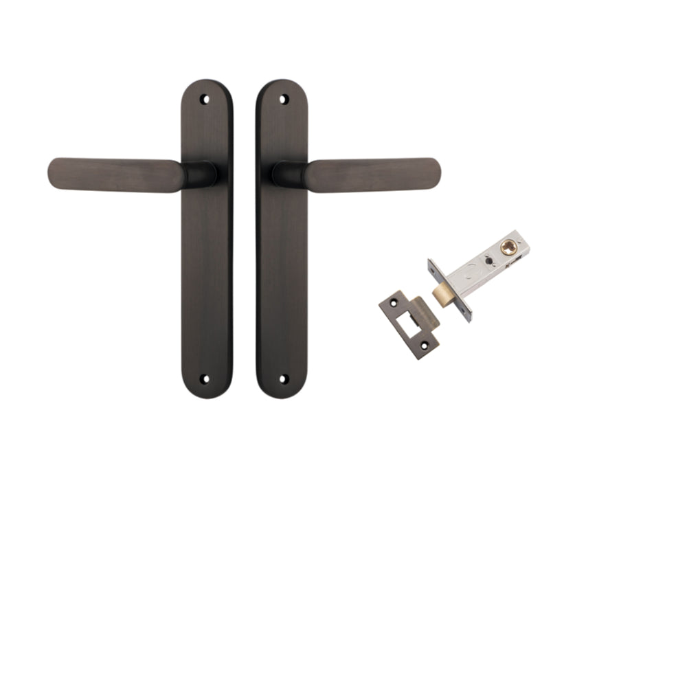 Door Lever Bronte Oval Signature Brass L117xP53mm BPH240xW40mm Passage Kit Tube Latch Split Cam 'T' Striker Signature Brass Backset 60mm in Signature Brass