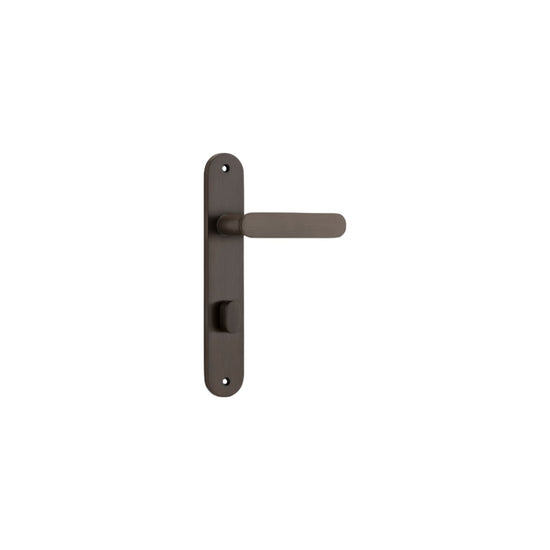 Door Lever Bronte Oval Privacy Signature Brass CTC85mm H240xW40xP56mm in Signature Brass