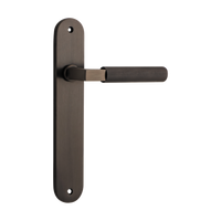 Door Lever Brunswick Oval Latch Signature Brass H240xW40xP60mm in Signature Brass