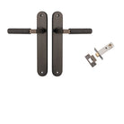 Door Lever Brunswick Knurled Oval Signature Brass L120xP57mm BPH240xW40mm Passage Kit Tube Latch Split Cam 'T' Striker Signature Brass Backset 60mm in Signature Brass