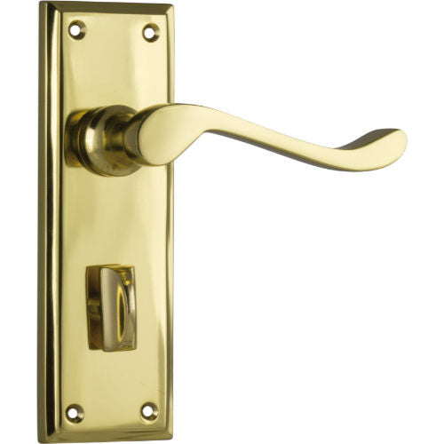 Door Lever Camden Privacy Pair Polished Brass H152xW50xP60mm in Polished Brass