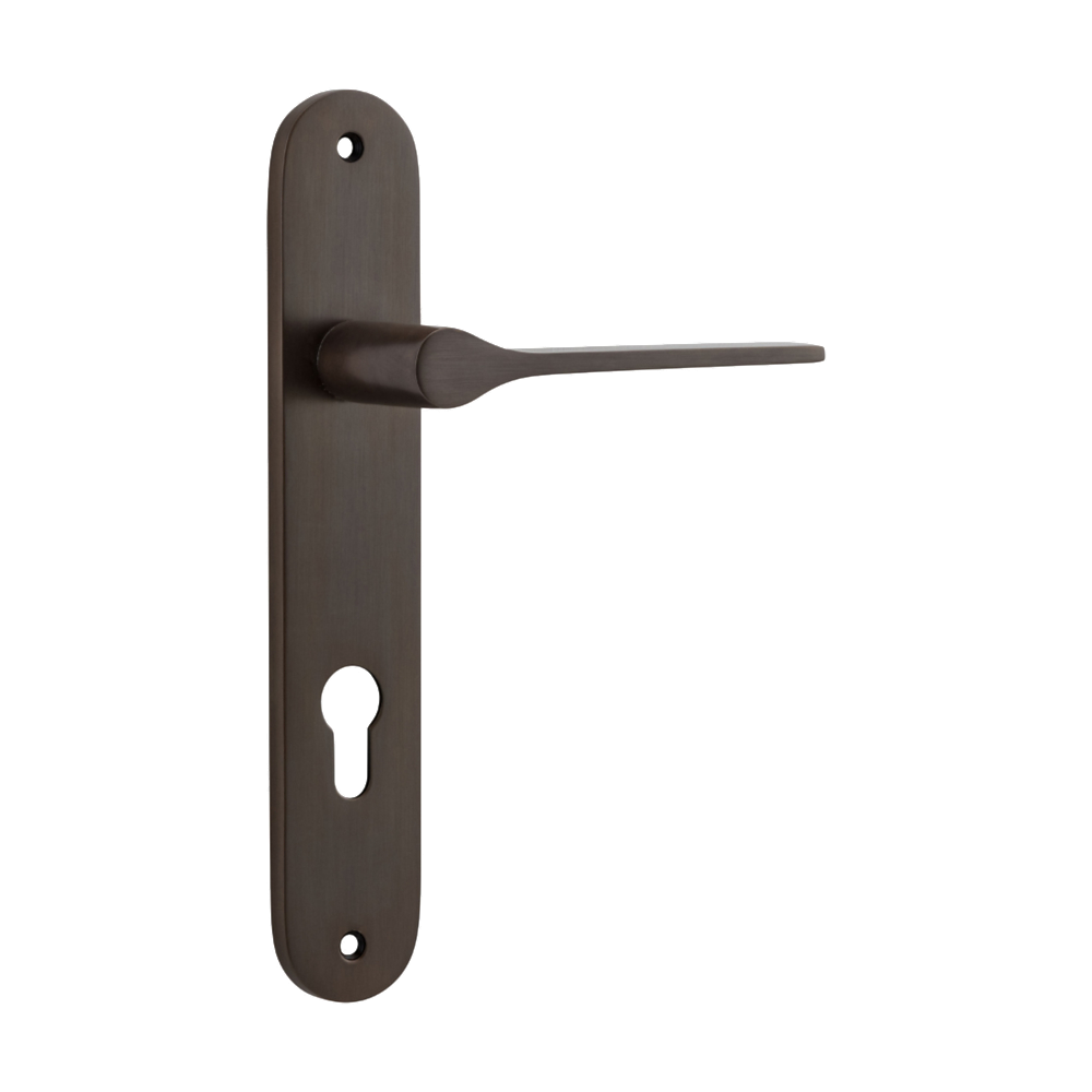 Door Lever Como Oval Euro Signature Brass CTC85mm H240xW40xP59mm in Signature Brass