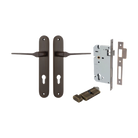 Door Lever Como Oval Euro Pair Signature Brass CTC85mm L119xP59mm BPH240xW40mm Mortice Lock Euro Signature Brass CTC85mm Backset 60mm, Euro Cylinder Key Thumb 5 Pin Signature Brass 65mm KA4 in Signature Brass