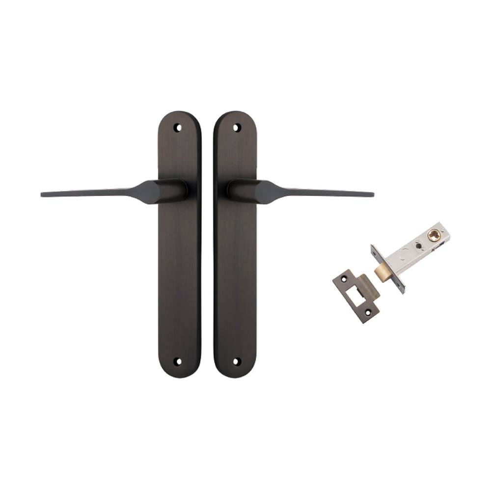 Door Lever Como Oval Signature Brass L119xP59mm BPH240xW40mm Passage Kit Tube Latch Split Cam 'T' Striker Signature Brass Backset 60mm in Signature Brass