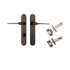 Door Lever Como Oval Privacy Signature Brass CTC85mm L119xP59mm BPH240xW40mm Privacy Kit Tube Latch Split Cam 'T' Striker Signature Brass Backset 60mm, Privacy Bolt Round Bolt Signature Brass Backset 60mm in Signature Brass