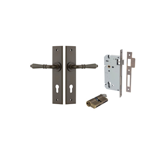 Door Lever Sarlat Chamfered Euro Pair Signature Brass CTC85mm L111xP55mm BPH240xW50mm Mortice Lock Euro Signature Brass CTC85mm Backset 60mm, Euro Cylinder Dual Function 5 Pin Signature Brass 65mm KA4 in Signature Brass