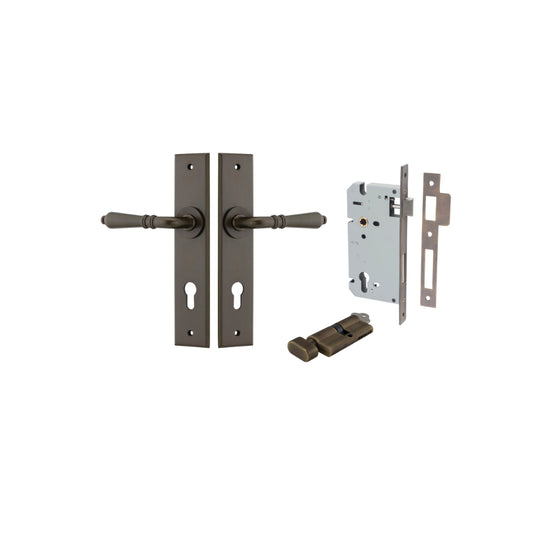 Door Lever Sarlat Chamfered Euro Pair Signature Brass CTC85mm L111xP55mm BPH240xW50mm Mortice Lock Euro Signature Brass CTC85mm Backset 60mm, Euro Cylinder Key Thumb 5 Pin Signature Brass 65mm KA4 in Signature Brass