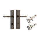 Door Lever Sarlat Chamfered Privacy Signature Brass CTC85mm L111xP55mm BPH240xW50mm Privacy Kit Tube Latch Split Cam 'T' Striker Signature Brass Backset 60mm, Privacy Bolt Round Bolt Signature Brass Backset 60mm in Signature Brass