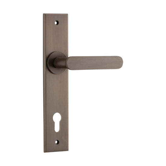 Door Lever Bronte Chamfered Euro Signature Brass H240xW50xP55mm in Signature Brass