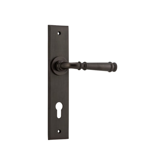 Door Lever Verona Chamfered Euro Signature Brass CTC85mm H240xW50xP59mm in Signature Brass