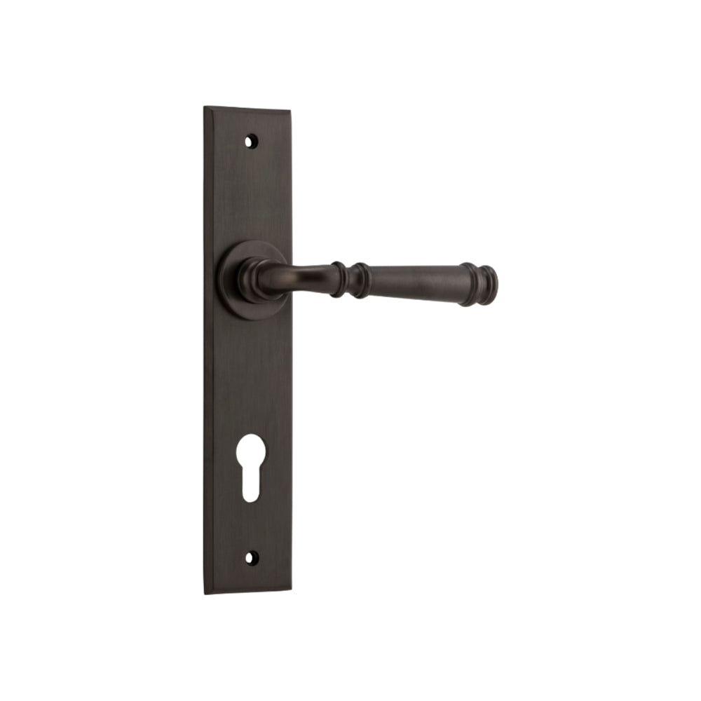 Door Lever Verona Chamfered Euro Signature Brass CTC85mm H240xW50xP59mm in Signature Brass