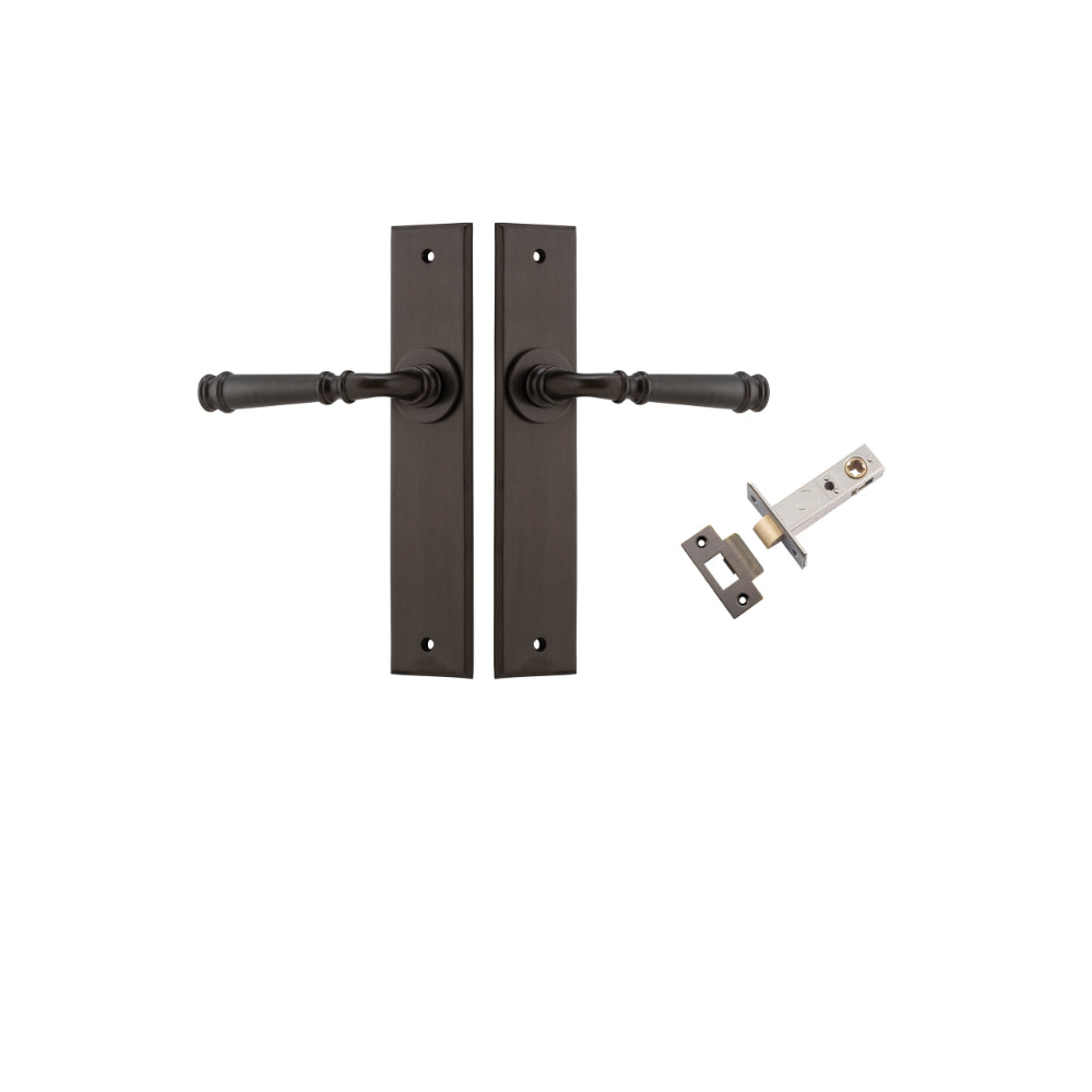 Door Lever Verona Chamfered Signature Brass L122xP58mm BPH240xW50mm Passage Kit Tube Latch Split Cam 'T' Striker Signature Brass Backset 60mm in Signature Brass