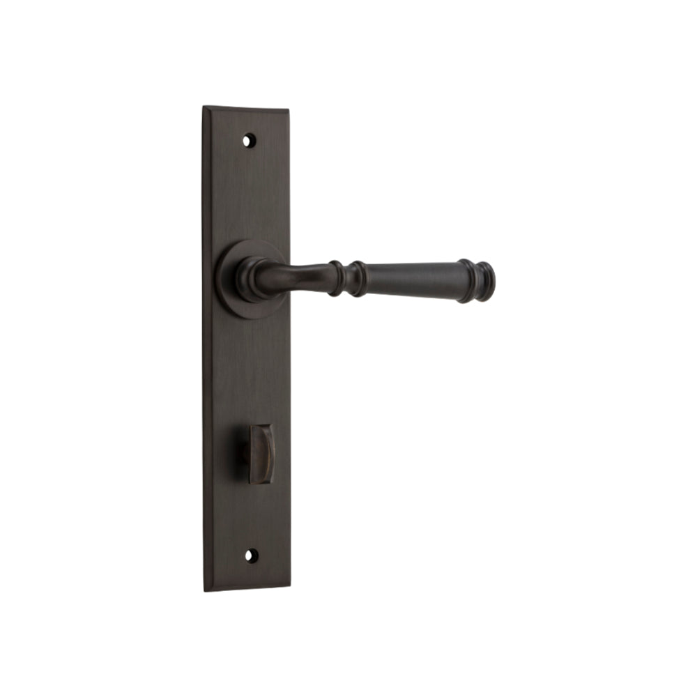 Door Lever Verona Chamfered Privacy Signature Brass CTC85mm H240xW50xP59mm in Signature Brass