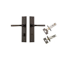 Door Lever Annecy Chamfered Privacy Signature Brass CTC85mm L117xP65mm BPH240xW50mm Privacy Kit Tube Latch Split Cam 'T' Striker Signature Brass Backset 60mm, Privacy Bolt Round Bolt Signature Brass Backset 60mm in Signature Brass