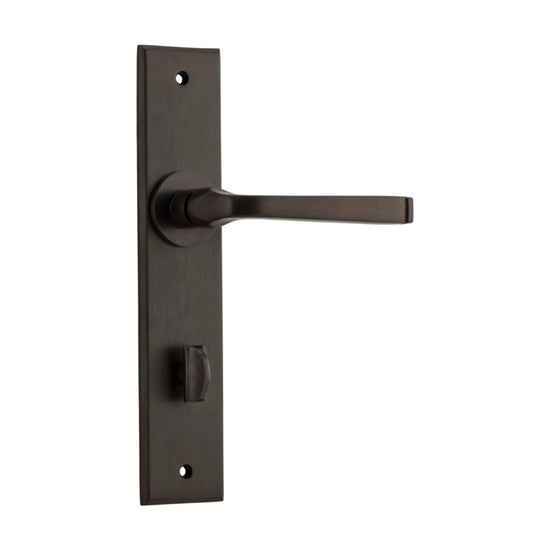 Door Lever Annecy Chamfered Privacy Signature Brass CTC85mm H240xW50xP65mm in Signature Brass